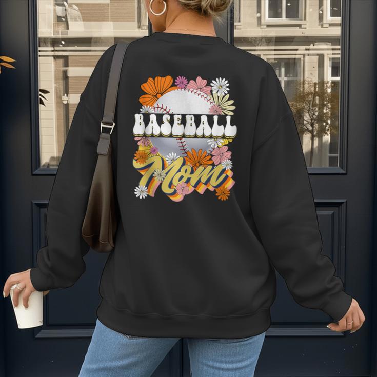 Retro Groovy Baseball Mom Family Matching Women Women's Sweatshirt Back Print Retro Groovy Baseball Mom Family Matching Women Women's Sweatshirt Back Print