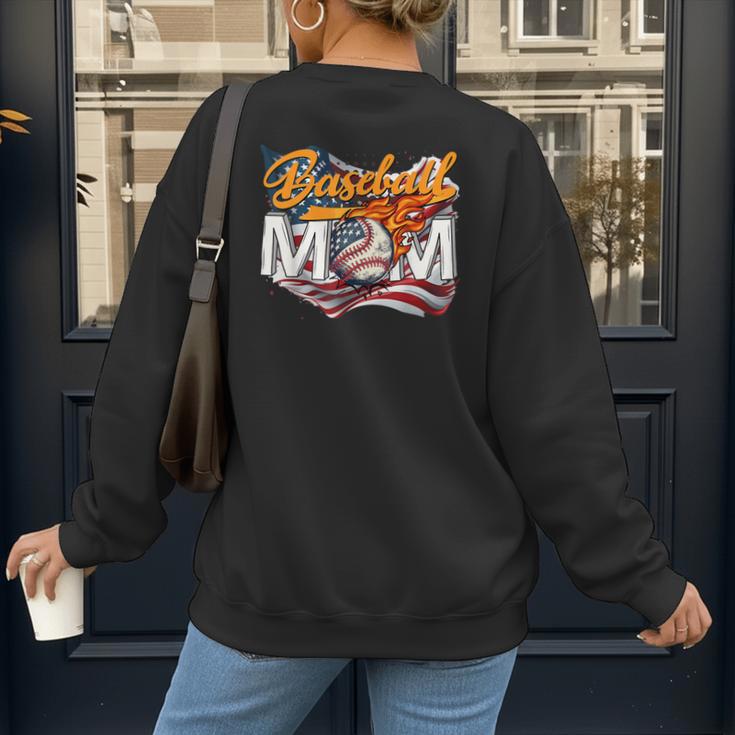 Vintage American Flag Baseball Mom Patriotic 4th July Women's Sweatshirt Back Print Vintage American Flag Baseball Mom Patriotic 4th July Women's Sweatshirt Back Print