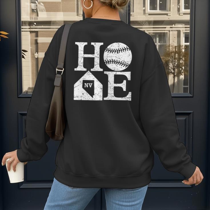 Vintage Baseball Home Nevada State Outline Baseball Mom Women's Sweatshirt Back Print