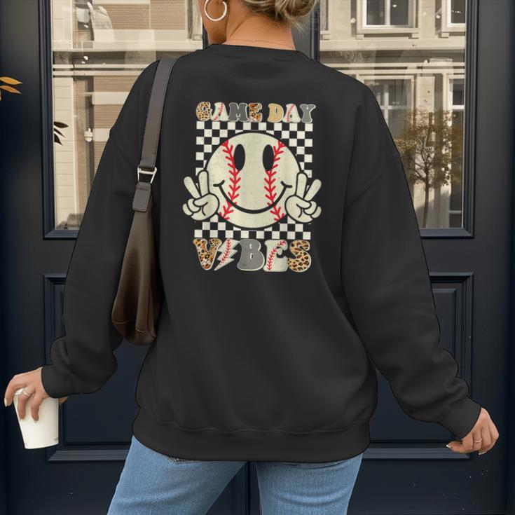 Women Kids Baseball Game Day Vibes Smile Baseball Mom Women's Sweatshirt Back Print Women Kids Baseball Game Day Vibes Smile Baseball Mom Women's Sweatshirt Back Print