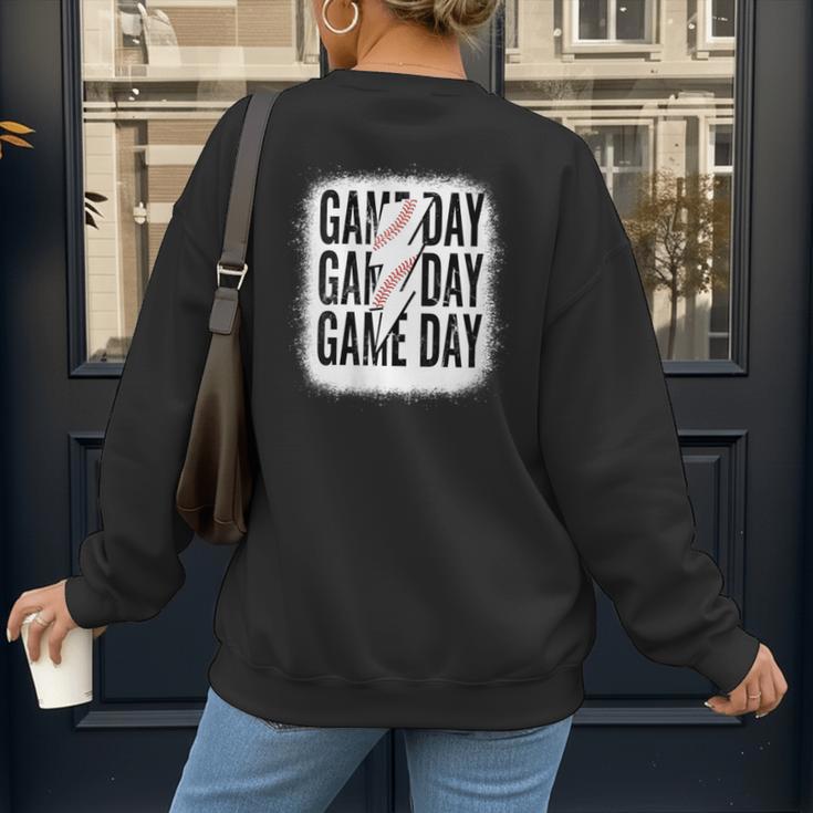 Womens Baseball Mom Leopard Game Day Mother's Day Women's Sweatshirt Back Print Womens Baseball Mom Leopard Game Day Mother's Day Women's Sweatshirt Back Print