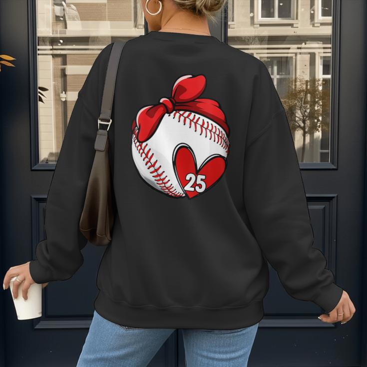 Womens Custom Baseball Mom Number 25 Heart For Mom Mommy Women's Sweatshirt Back Print