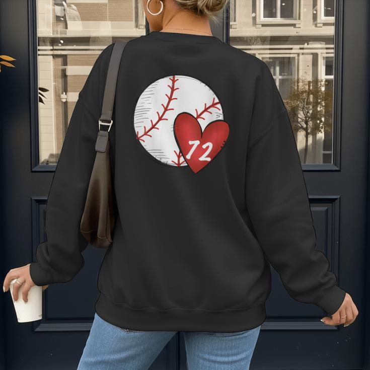Womens Custom Baseball Mom Number 72 Heart For Mom Mommy Women's Sweatshirt Back Print Womens Custom Baseball Mom Number 72 Heart For Mom Mommy Women's Sweatshirt Back Print
