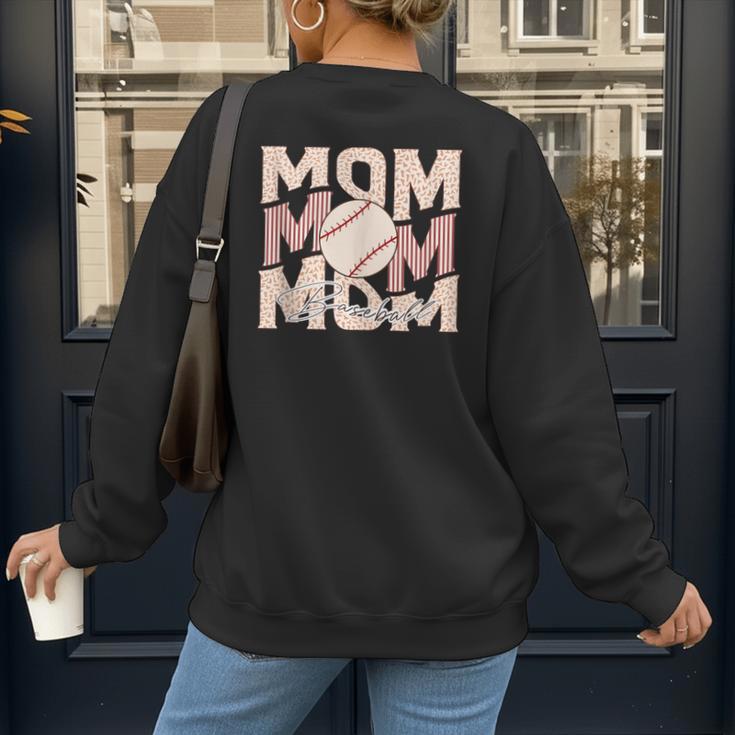 Women's Retro Baseball Mama Distressed Baseball Mom Life Women's Sweatshirt Back Print