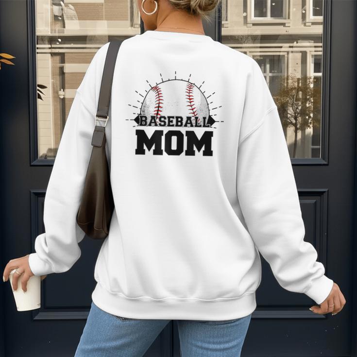 American Flag Patriotic Game Day Baseball Mom Women's Sweatshirt Back Print