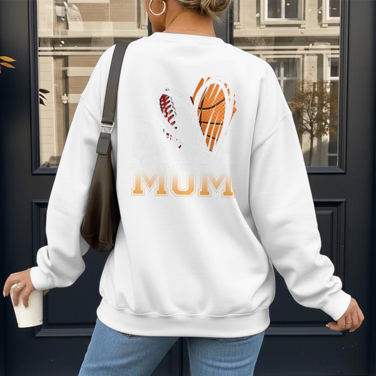 Ball Mom Heart Basketball Baseball Mom Premium Women's Sweatshirt Back Print Ball Mom Heart Basketball Baseball Mom Premium Women's Sweatshirt Back Print