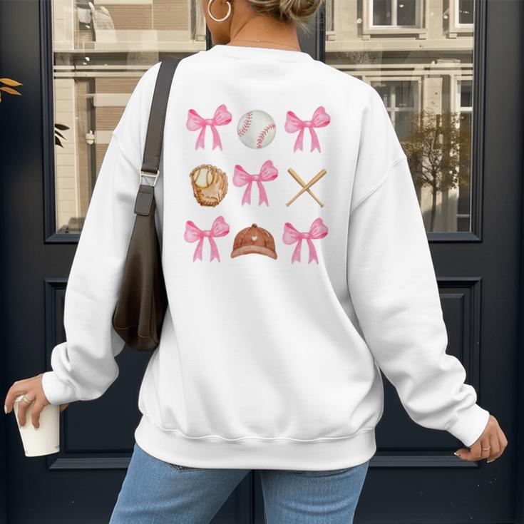 Baseball Coquette Bow Baseball Mama Baseball Mom Premium Women's Sweatshirt Back Print Baseball Coquette Bow Baseball Mama Baseball Mom Premium Women's Sweatshirt Back Print