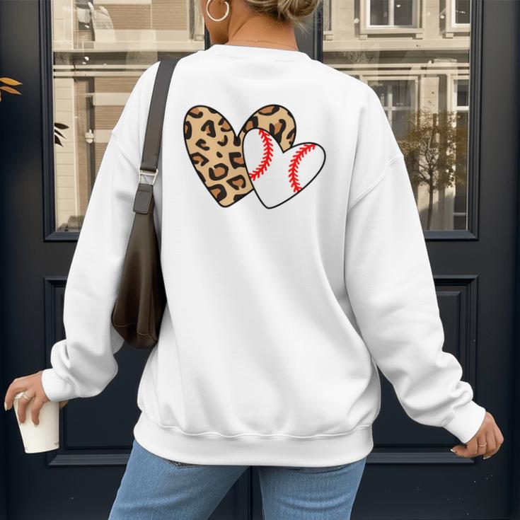 Baseball Heart Leopard Heart Sport Baseball Mom Women's Sweatshirt Back Print Baseball Heart Leopard Heart Sport Baseball Mom Women's Sweatshirt Back Print