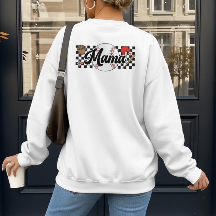 Baseball Mama Game Day Vibes Women Baseball Mom Women's Sweatshirt Back Print