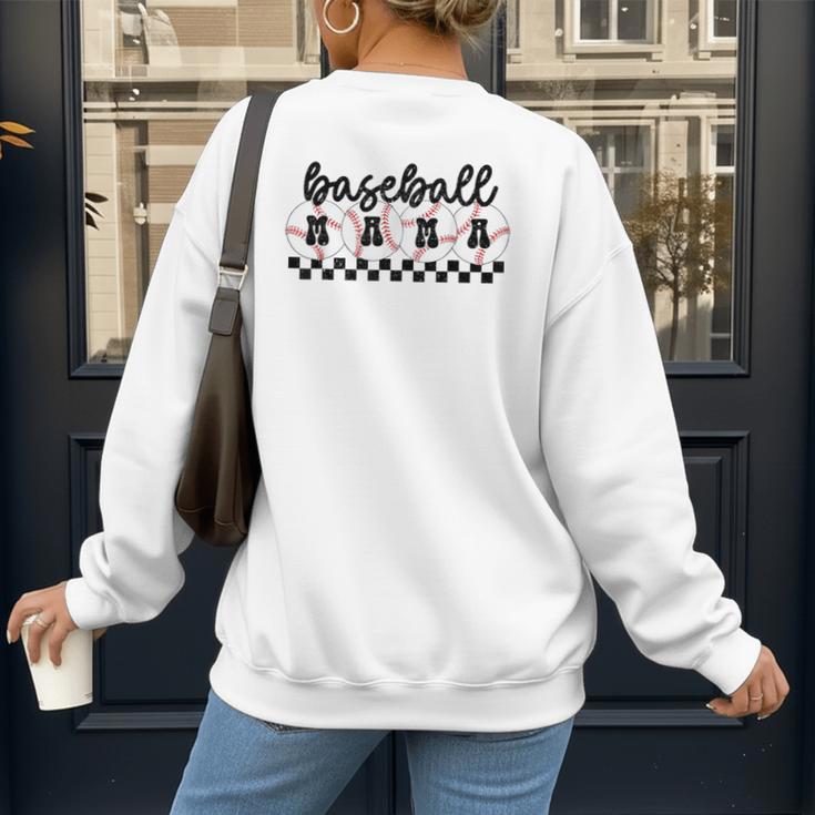Baseball Mama Retro Groovy Baseball Mom Mother Game Day Women's Sweatshirt Back Print