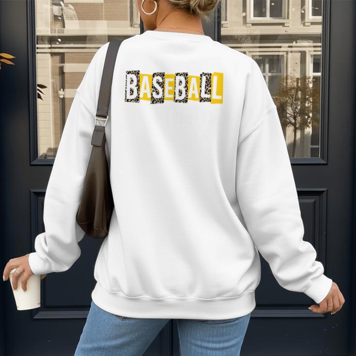 Baseball Mama Yellow Leopard Print Baseball Mom Gear Sports Women's Sweatshirt Back Print Baseball Mama Yellow Leopard Print Baseball Mom Gear Sports Women's Sweatshirt Back Print