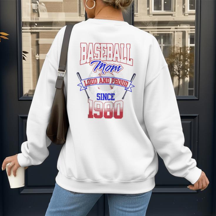 Baseball Mom Loud & Proud Since 1980 Raglan Baseball Tee Women's Sweatshirt Back Print