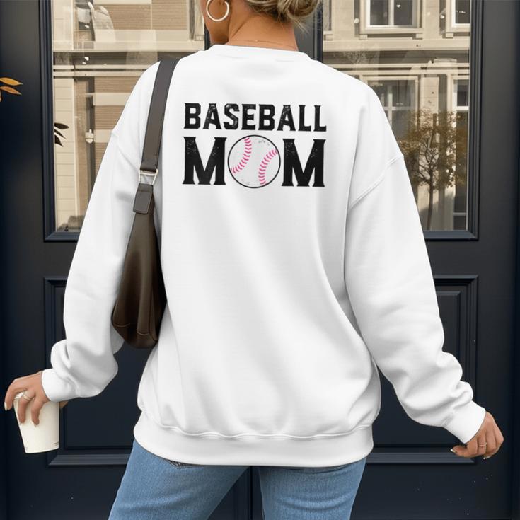 Baseball Mom Mommy Mama Mother's Day Women Retro Ball Sports Women's Sweatshirt Back Print