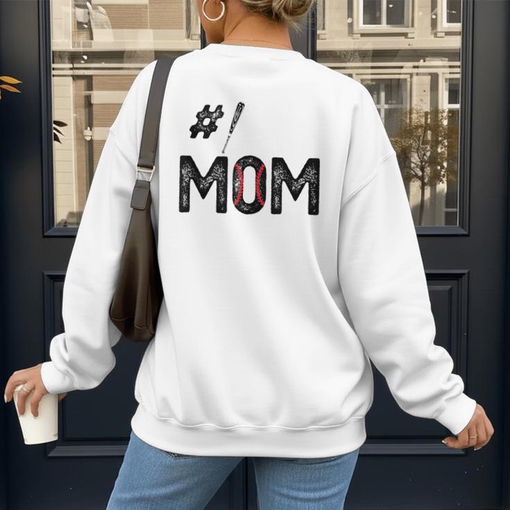 Baseball Mom Number One 1 Mother Baseball Lover Mother's Day Women's Sweatshirt Back Print Baseball Mom Number One 1 Mother Baseball Lover Mother's Day Women's Sweatshirt Back Print