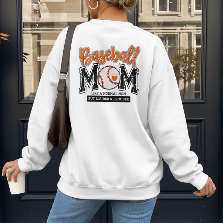 Baseball Mom Orange Varsity Baseball Mama Cute Mother's Day Women's Sweatshirt Back Print