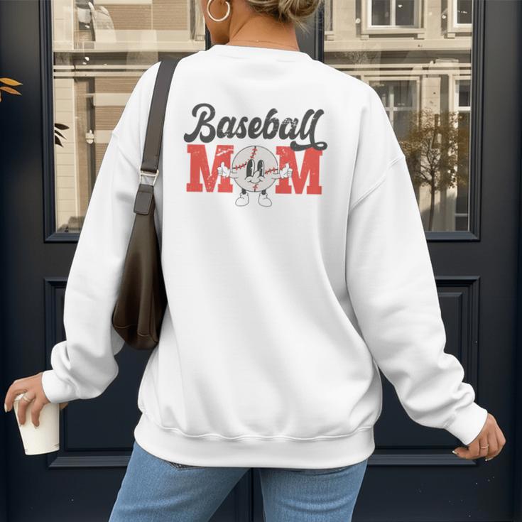 Baseball Mom Retro Distressed Baseball Family Matching Women's Sweatshirt Back Print