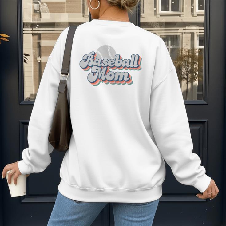 Baseball Mom Sporty Retro Baseball Team Momma Gray Women's Sweatshirt Back Print