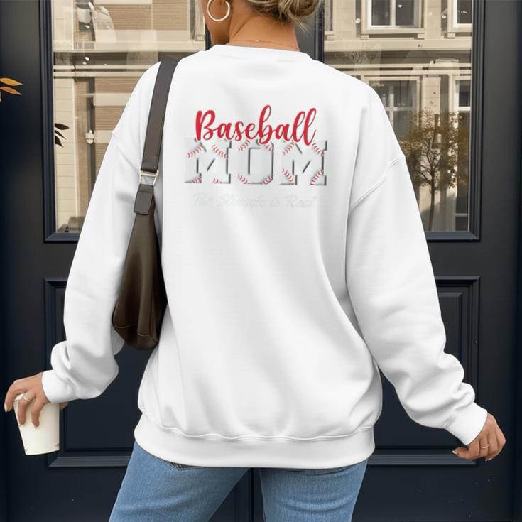 Baseball Mom The Struggle Is Real Premium Women's Sweatshirt Back Print