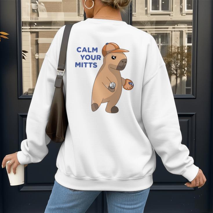 Capybara Calm Your Mitts Baseball Mom Sport Lover Tee Women's Sweatshirt Back Print Capybara Calm Your Mitts Baseball Mom Sport Lover Tee Women's Sweatshirt Back Print