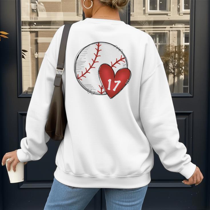 Custom Baseball Mom Number 17 Heart For Mom Mommy Premium Women's Sweatshirt Back Print