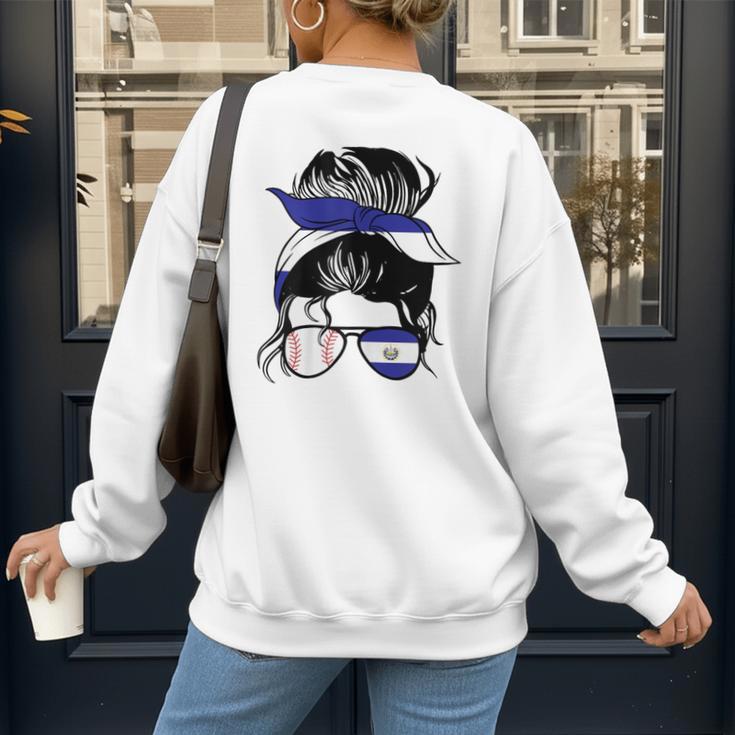 El Salvador Baseball Mom Salvador Baseball Girl Women's Sweatshirt Back Print El Salvador Baseball Mom Salvador Baseball Girl Women's Sweatshirt Back Print