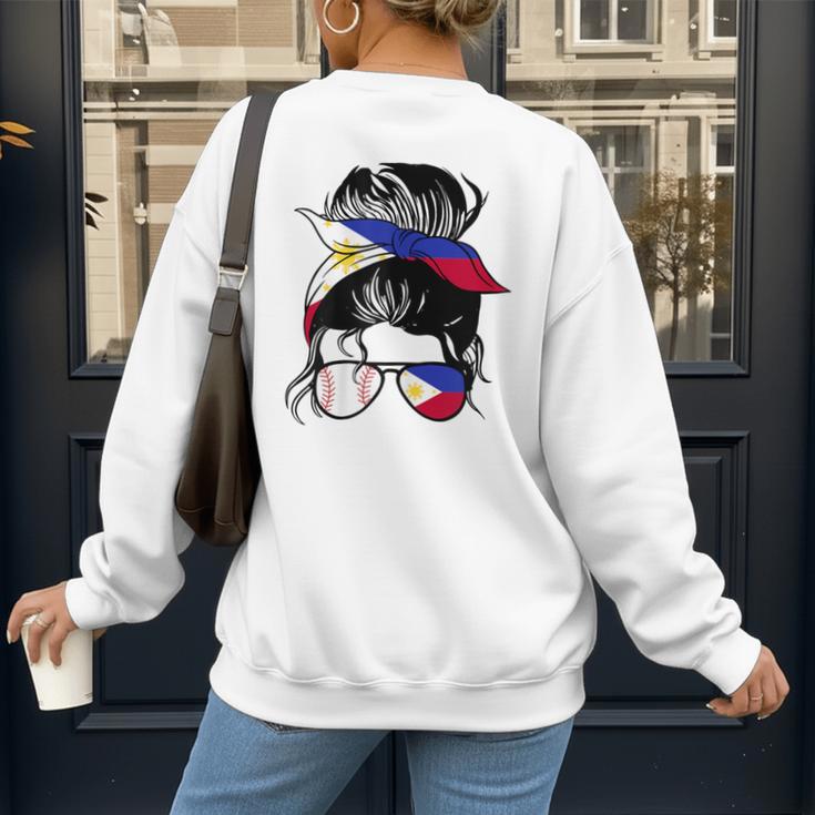 Filipina Baseball Mom Philippines Flag Baseball Girl Women's Sweatshirt Back Print
