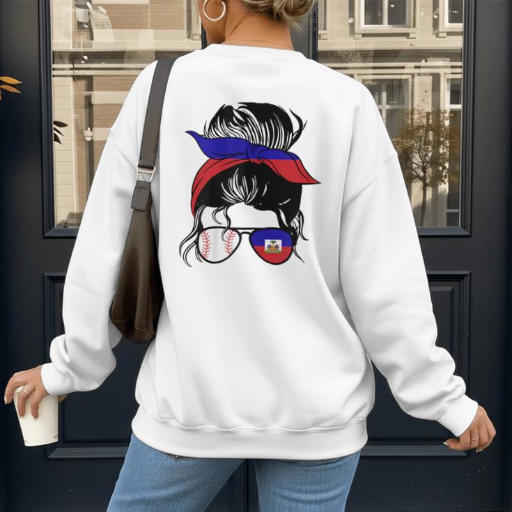 Haitian Baseball Mom Haiti Flag Baseball Girl Women's Sweatshirt Back Print Haitian Baseball Mom Haiti Flag Baseball Girl Women's Sweatshirt Back Print