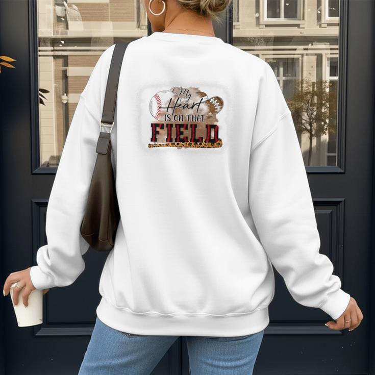 My Heart Is On That Field Baseball Mom Momm Premium Women's Sweatshirt Back Print
