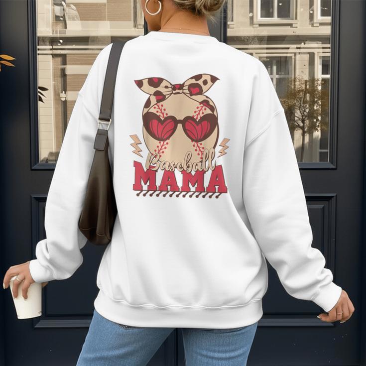 Heart Glasses Baseball Mama Baseball Mom Mother's Day Women's Sweatshirt Back Print