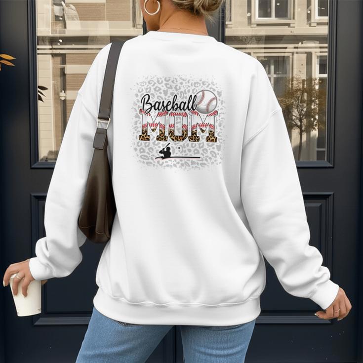 Leopard Baseball Mom Mama Mommy Bleached Women's Sweatshirt Back Print Leopard Baseball Mom Mama Mommy Bleached Women's Sweatshirt Back Print