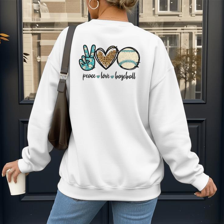 Peace Love Baseball Lover Motif For Women Pink Baseball Mom Women's Sweatshirt Back Print Peace Love Baseball Lover Motif For Women Pink Baseball Mom Women's Sweatshirt Back Print
