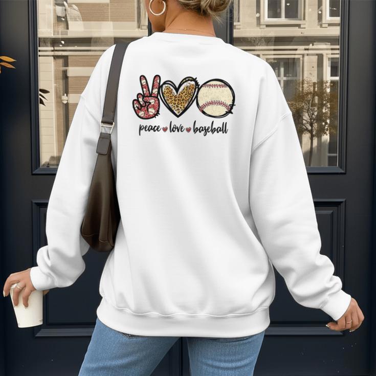 Peace Love Baseball Mom Leopard Print Cheetah Pattern Women's Sweatshirt Back Print Peace Love Baseball Mom Leopard Print Cheetah Pattern Women's Sweatshirt Back Print