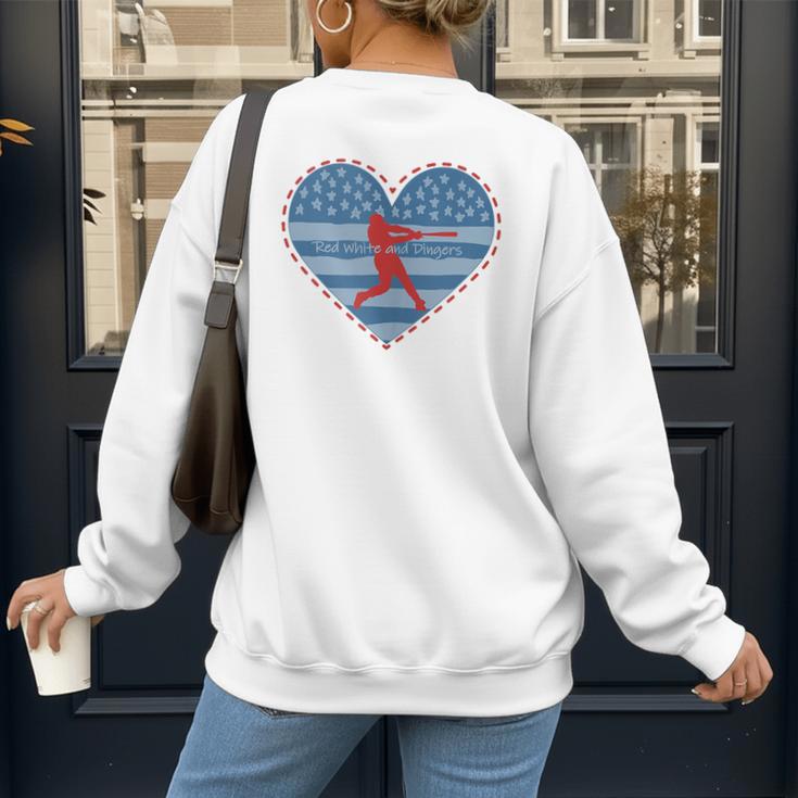Primitive Patriotic American Baseball Mom Softball Dingers Women's Sweatshirt Back Print