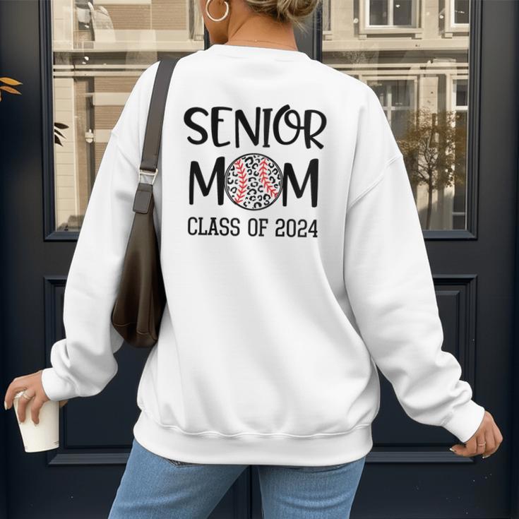 Proud Senior Baseball Mom Senior 2024 Class Leopard Game Day Raglan Baseball Tee Women's Sweatshirt Back Print