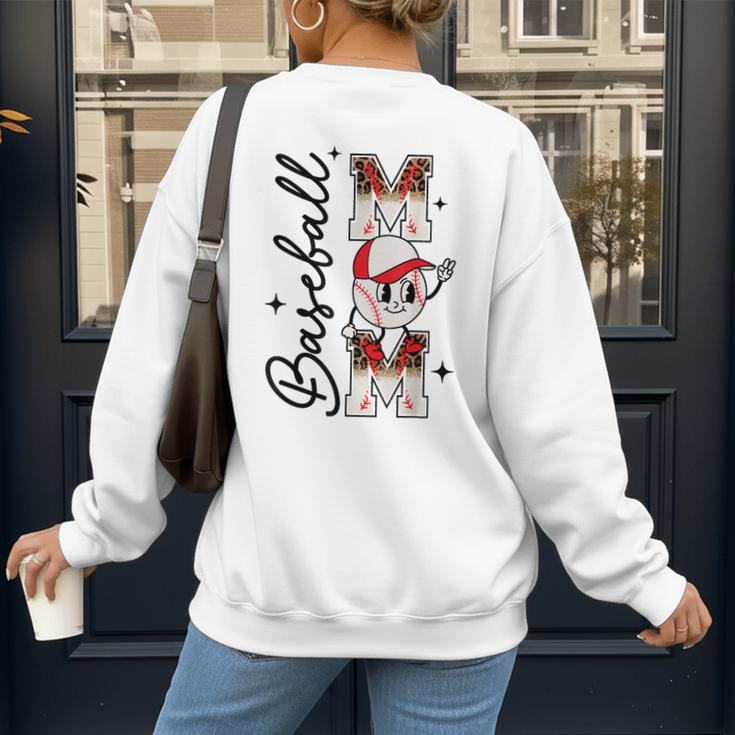 Retro Baseball Mom Mama Baseball Life Softball Life Game Day Women's Sweatshirt Back Print