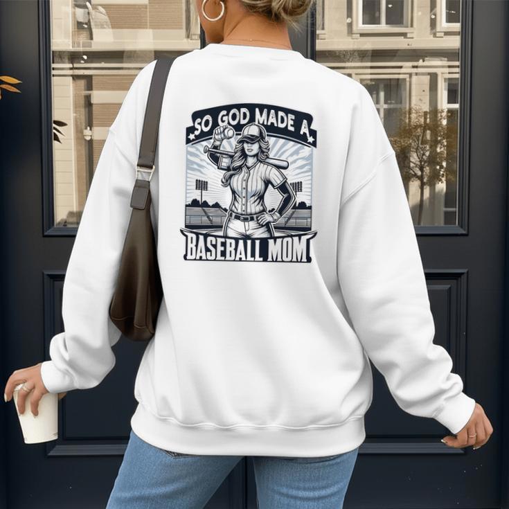 So God Made A Baseball Mom Baseball Player Premium Women's Sweatshirt Back Print