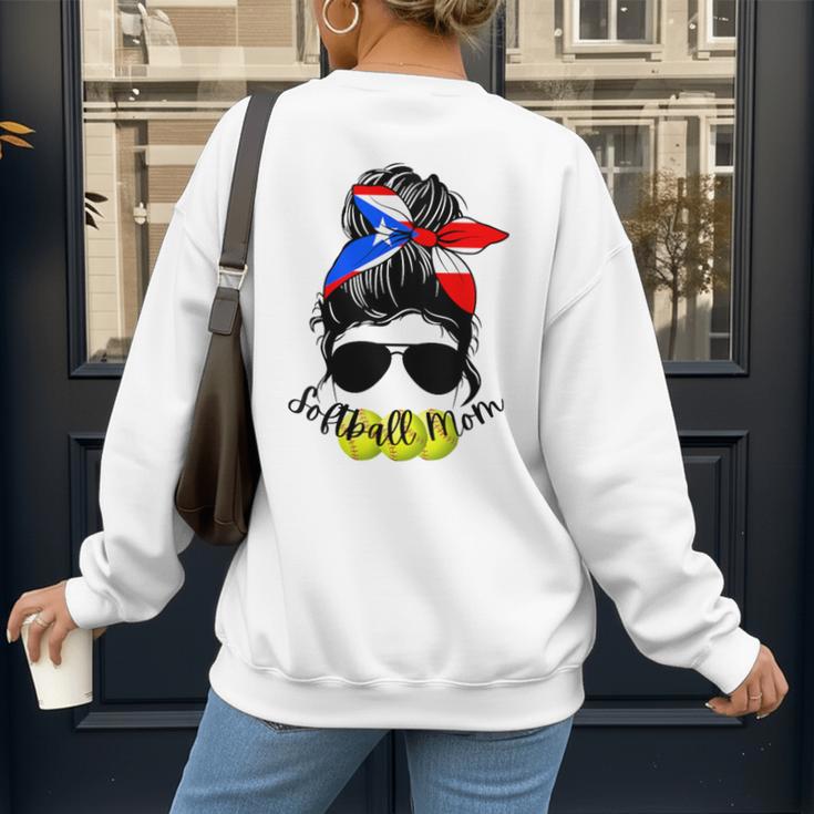 Softball Mom Puerto Rican Mom Spanish Baseball Mom Tote Women's Sweatshirt Back Print
