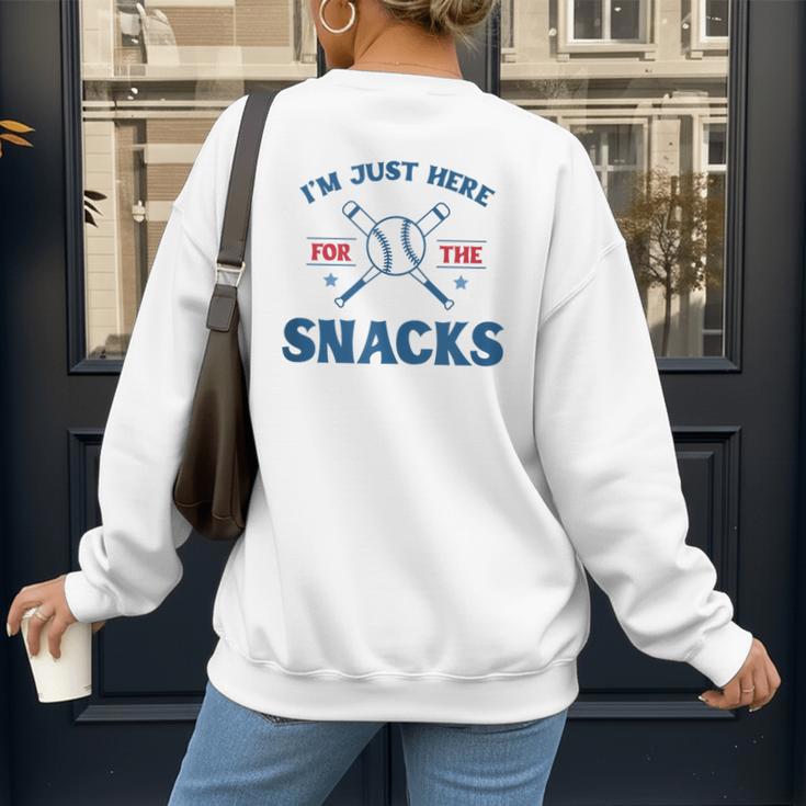 Spring 2024 Season Cute Baseball Mom Here For The Snacks Women's Sweatshirt Back Print Spring 2024 Season Cute Baseball Mom Here For The Snacks Women's Sweatshirt Back Print