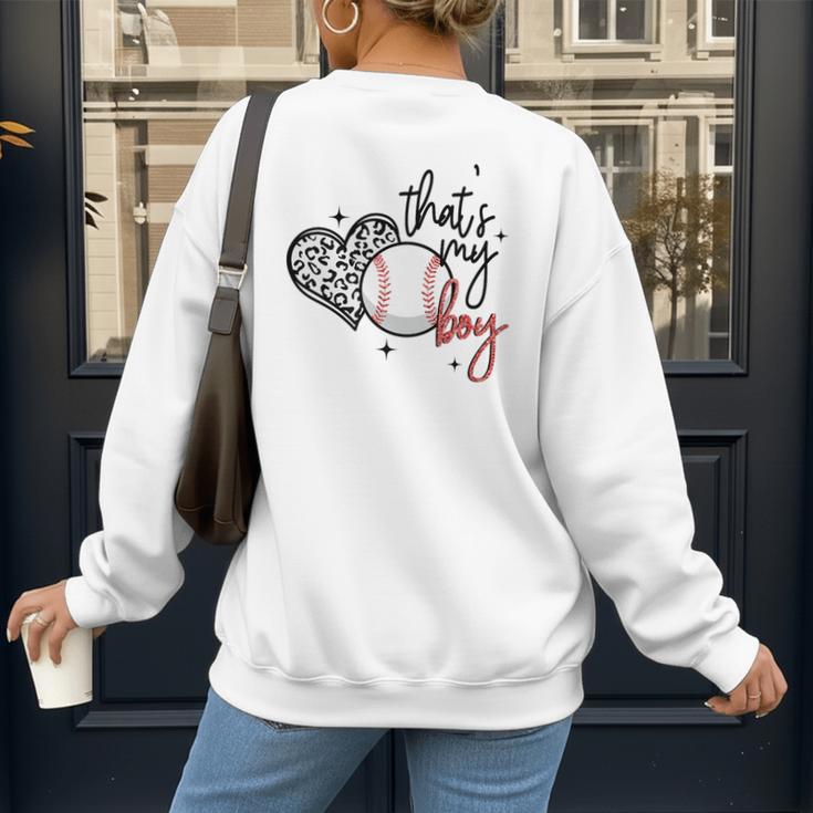 That's My Boy Leopard Heart Baseball Mom Premium Women's Sweatshirt Back Print