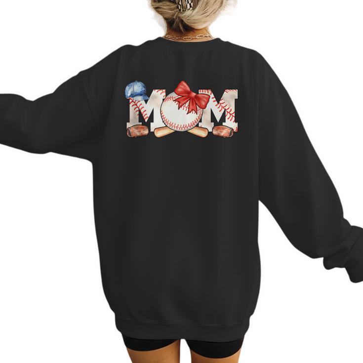 Ball Mom Bow Tie Baseball Mom Women's Sweatshirt Back Print