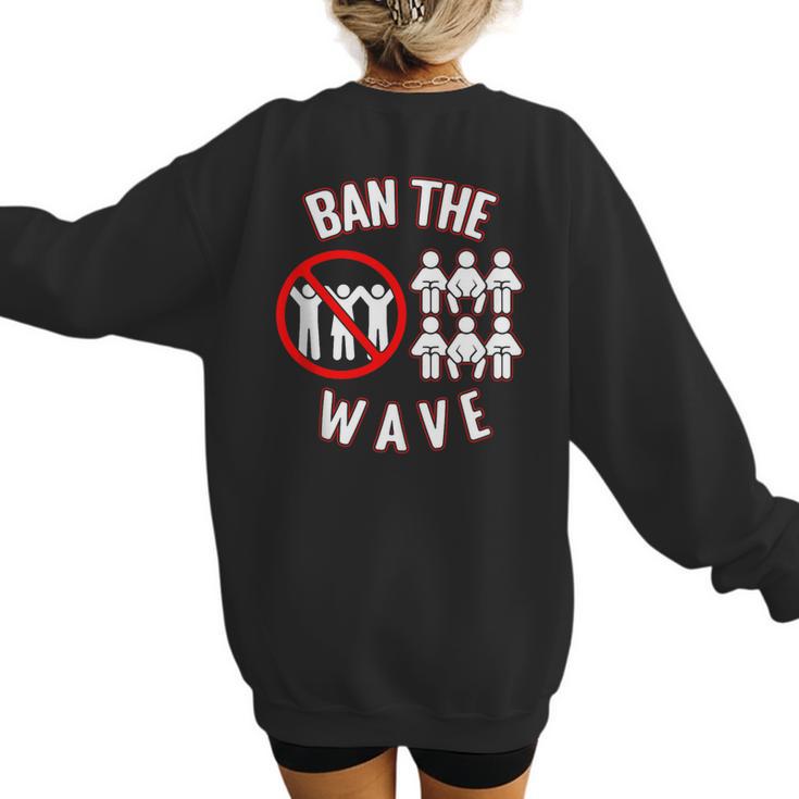 Baseball Ban The Wave Baseball Mom Player Coach Fan Women's Sweatshirt Back Print
