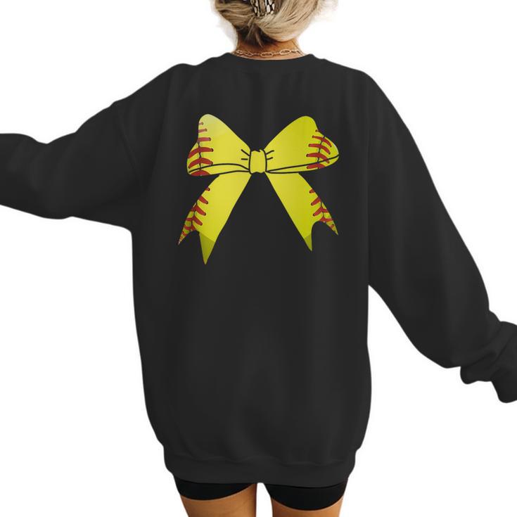 Baseball Bow Baseball Mom Women Baseball Mama Women's Sweatshirt Back Print