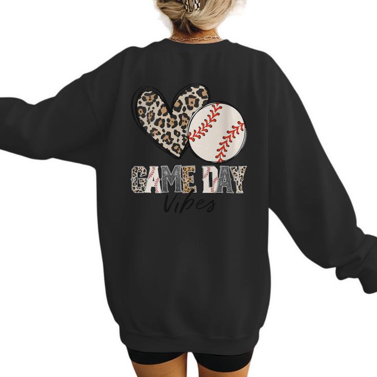 Baseball Game Day Vibes Baseball Mom Mama Leopard Cute Women's Sweatshirt Back Print