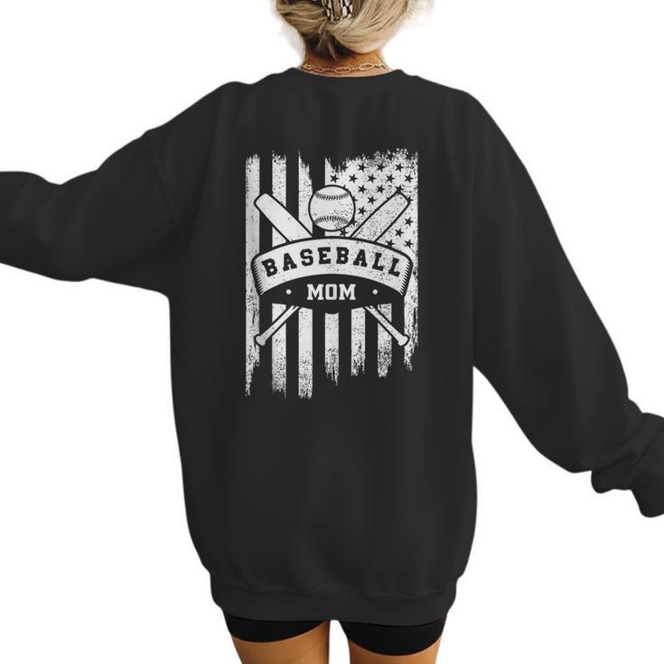 Baseball MOM Cool USA American Flag Family Reunion Women's Sweatshirt Back Print