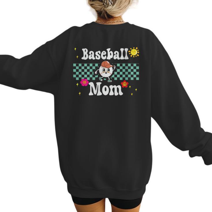 Baseball Mom Cute Retro Look Mothers Will Love Women's Sweatshirt Back Print