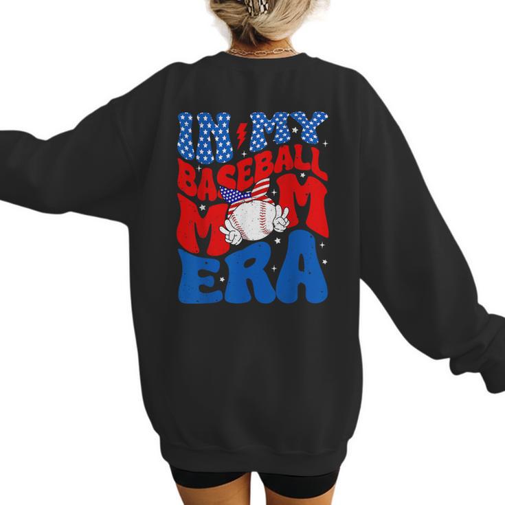 In My Baseball Mom Era Groovy Baseball Mother's Day US Flag Women's Sweatshirt Back Print