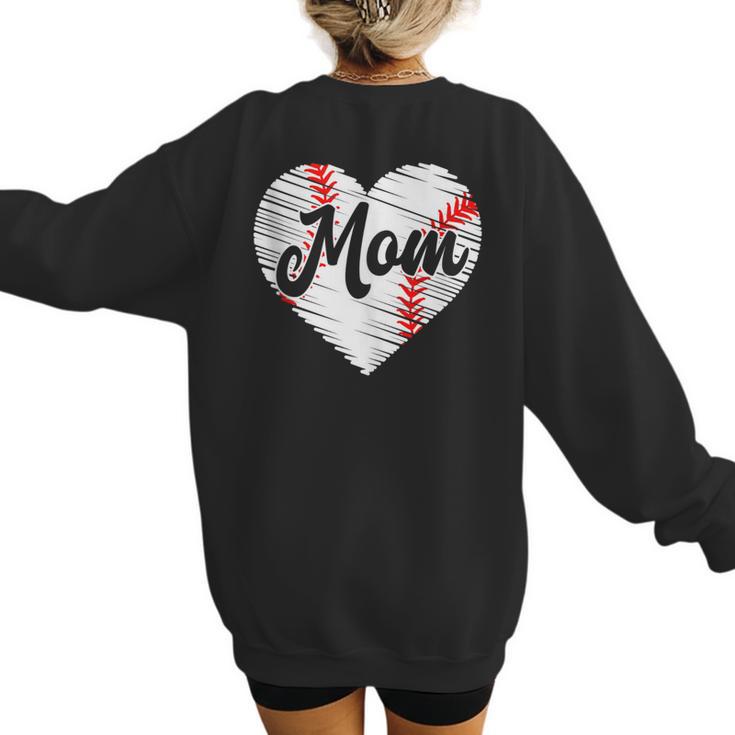 Baseball Mom Heart Mother's Day Mom Grandma Mama Boys Girls Women's Sweatshirt Back Print