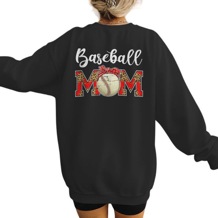 Baseball Mom Leopard Game Day Mom Life Mother's Day Women's Sweatshirt Back Print
