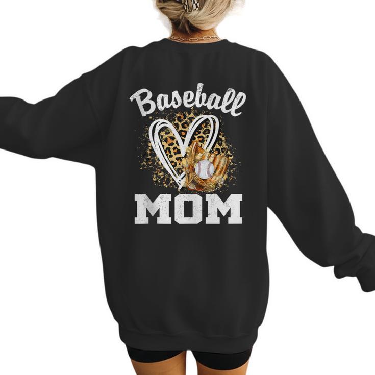 Baseball Mom Leopard Heart Matching Family Women's Sweatshirt Back Print