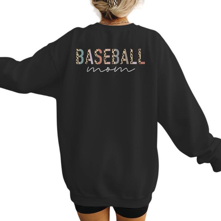Baseball Mom Leopard Print Baseball Mama Mother's Day Women's Sweatshirt Back Print